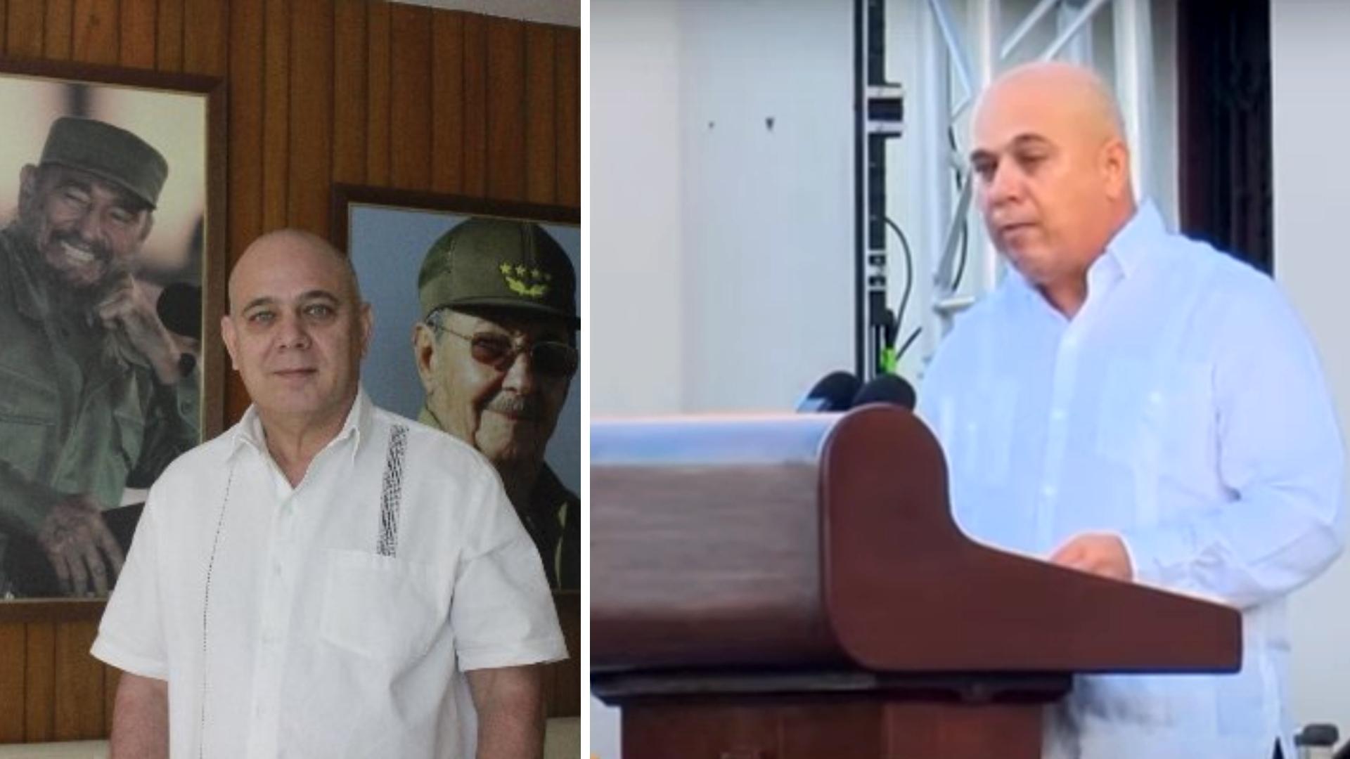 Roberto Morales Ojeda, en una foto de archivo y dando discurso en Cienfuegos.