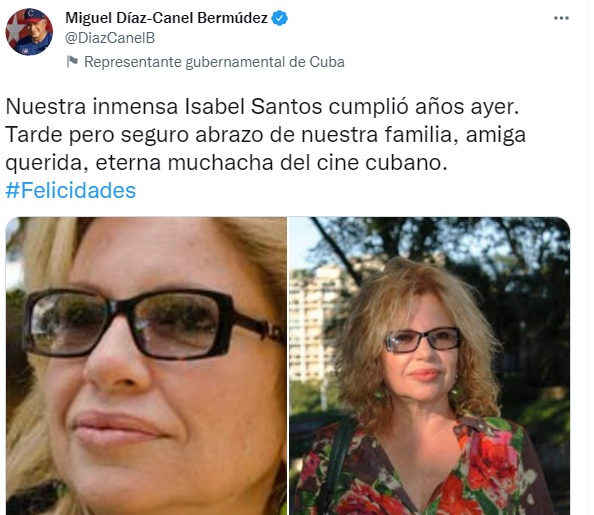 Canel felicita a Isabel Santos