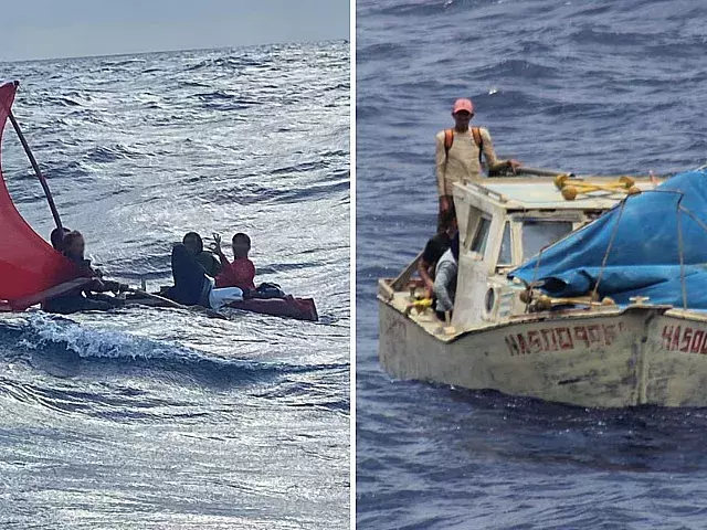 Algunos de los balseros interceptados. Fotos de cortesía del Distrito Siete de la Guardia Costera de EEUU