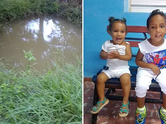 Madre baña a niños con agua de hueco. Foto: Facebook/Leidys Mariam Rodríguez Álvarez