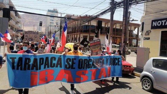 Protesta contra migrantes en Chile. Foto: EFE