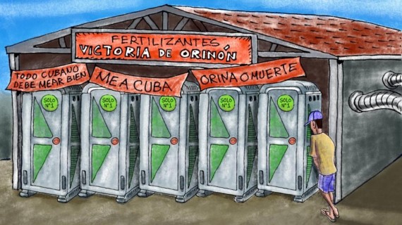 Cuba está de pipi. Ilustración: Armando Tejuca/ ADN Cuba