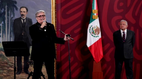Amaury Pérez durante su intervención en La Mañanera (Foto: El Universal)